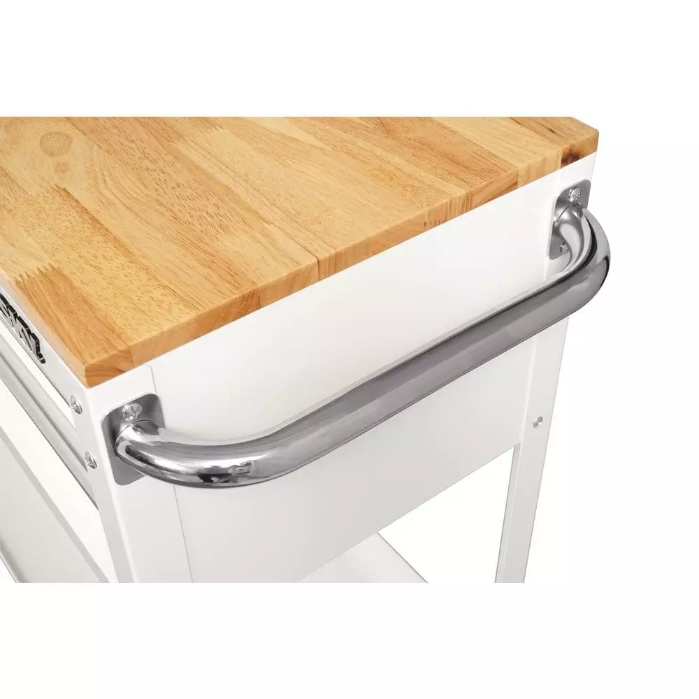 Husky 36 in. 3-Drawer with Solid Wood Top in Gloss White Utility Cart 10 Husky 36 in. 3-Drawer with Solid Wood Top in Gloss White Utility Cart - Image 8