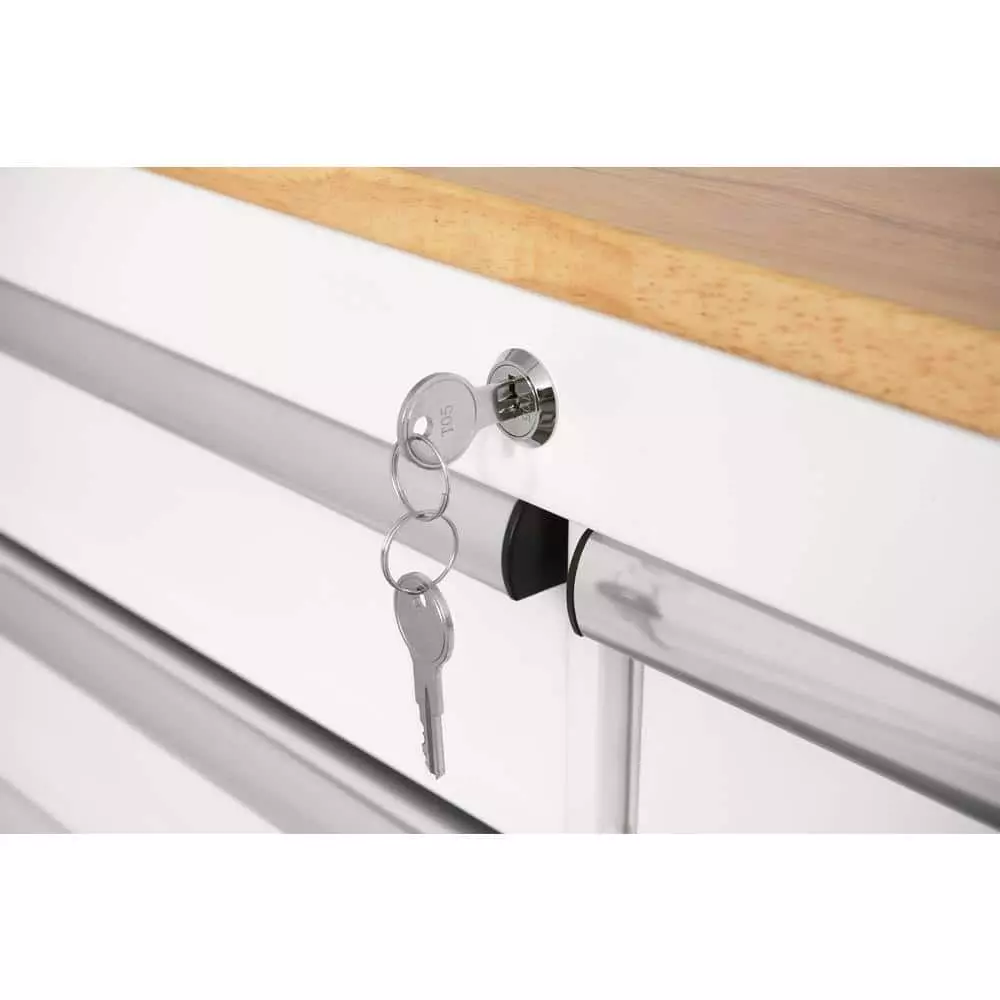 Husky 36 in. 3-Drawer with Solid Wood Top in Gloss White Utility Cart 12 Husky 36 in. 3-Drawer with Solid Wood Top in Gloss White Utility Cart - Image 10