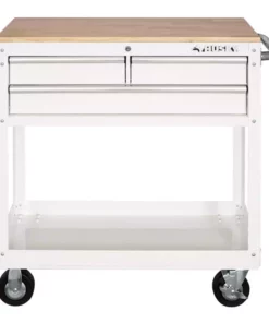 Husky 36 in. 3-Drawer with Solid Wood Top in Gloss White Utility Cart 17 Husky 36 in. 3-Drawer with Solid Wood Top in Gloss White Utility Cart -FixPro Store gloss white husky tool carts houc3603bj1 c3 1000