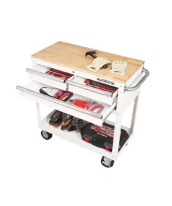 Husky 36 in. 3-Drawer with Solid Wood Top in Gloss White Utility Cart 23 Husky 36 in. 3-Drawer with Solid Wood Top in Gloss White Utility Cart -FixPro Store gloss white husky tool carts houc3603bj1 d4 1000