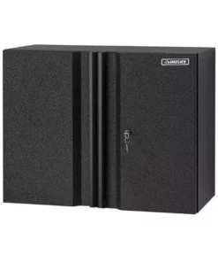 Husky Pro Duty Welded 20-Gauge Steel Wall Mounted Garage Cabinet in Black LINE-X (28 in. W x 22 in. H x 14 in. D)