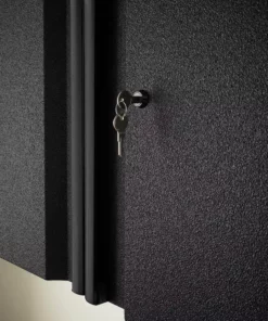 Husky Pro Duty Welded 20-Gauge Steel Wall Mounted Garage Cabinet in Black LINE-X (28 in. W x 22 in. H x 14 in. D) -FixPro Store husky black linex husky wall mounted cabinets htc1000010 lx 66 1000