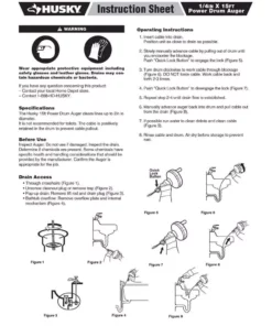 Husky 1/4 in. x 15 ft. Drum Auger -FixPro Store husky drain snakes 82 969 111 a0 1000