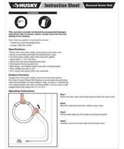 Husky Encased Sewer Rod -FixPro Store husky drain snakes 82 974 111 40 1000
