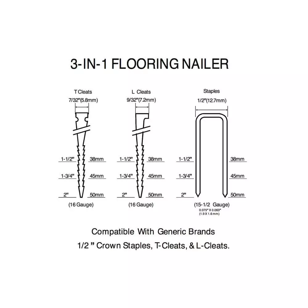 Husky Pneumatic 3-in-1 15.5-Gauge and 16-Gauge 2 in. Flooring Nailer and Stapler with Quick Jam Release 9 Husky Pneumatic 3-in-1 15.5-Gauge and 16-Gauge 2 in. Flooring Nailer and Stapler with Quick Jam Release - Image 7