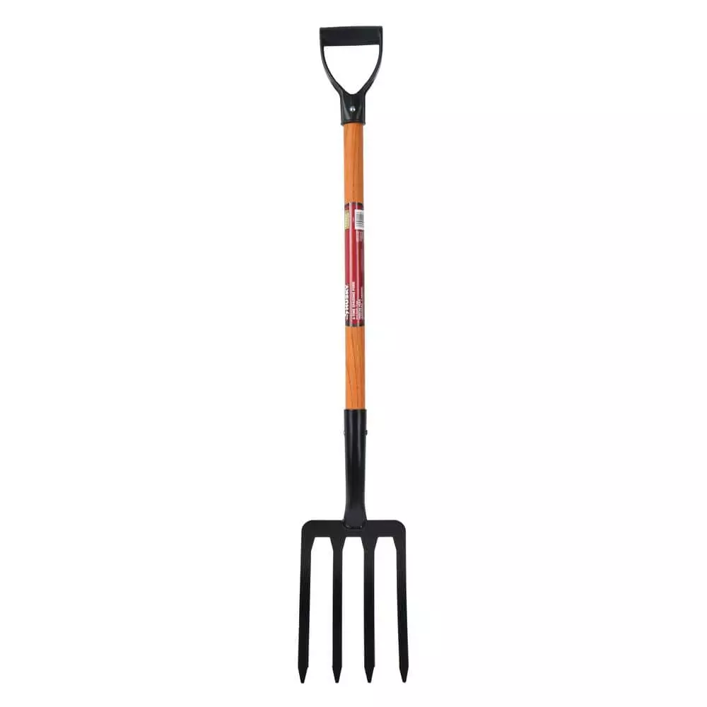 Husky 28 in. Short Wood Handle 4-Tine Spading Fork with D -Grip 3 Husky 28 in. Short Wood Handle 4-Tine Spading Fork with D -Grip