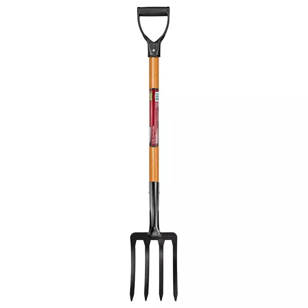 Husky 28 in. D-Grip Short Wood Handle 4-Tine Spading Garden Fork 3 Husky 28 in. D-Grip Short Wood Handle 4-Tine Spading Garden Fork