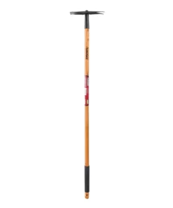 Husky 51 in. 2-Prong Wood Handle Weeder Hoe with Grip