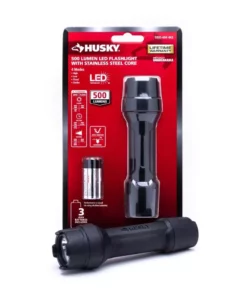 Husky 500 Lumens Tough Stainless Steel Core Multi-Setting LED Flashlight, Impact and Water Resistant with Batteries -FixPro Store husky handheld flashlights hsk1pak500psf1 fa 1000