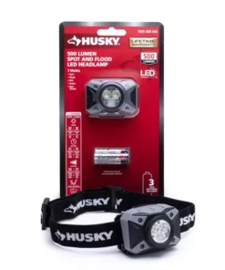 Husky 500-Lumens Dual Beam LED Headlamp 5 modes Impact and Water Resistant with Batteries -FixPro Store husky headlamps hsk1pk500lhl 1f 1000