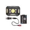 Husky 650 Lumens Dual-Power Broad Range LED Headlamp 9 Modes with USB Port and Rechargeable Battery