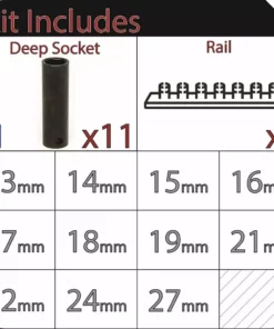 Husky 1/2 in. Drive Deep Metric Impact Socket Set (11-Piece) 12 Husky 1/2 in. Drive Deep Metric Impact Socket Set (11-Piece) -FixPro Store husky impact socket sets h2dmmi11pcsr e1 1000