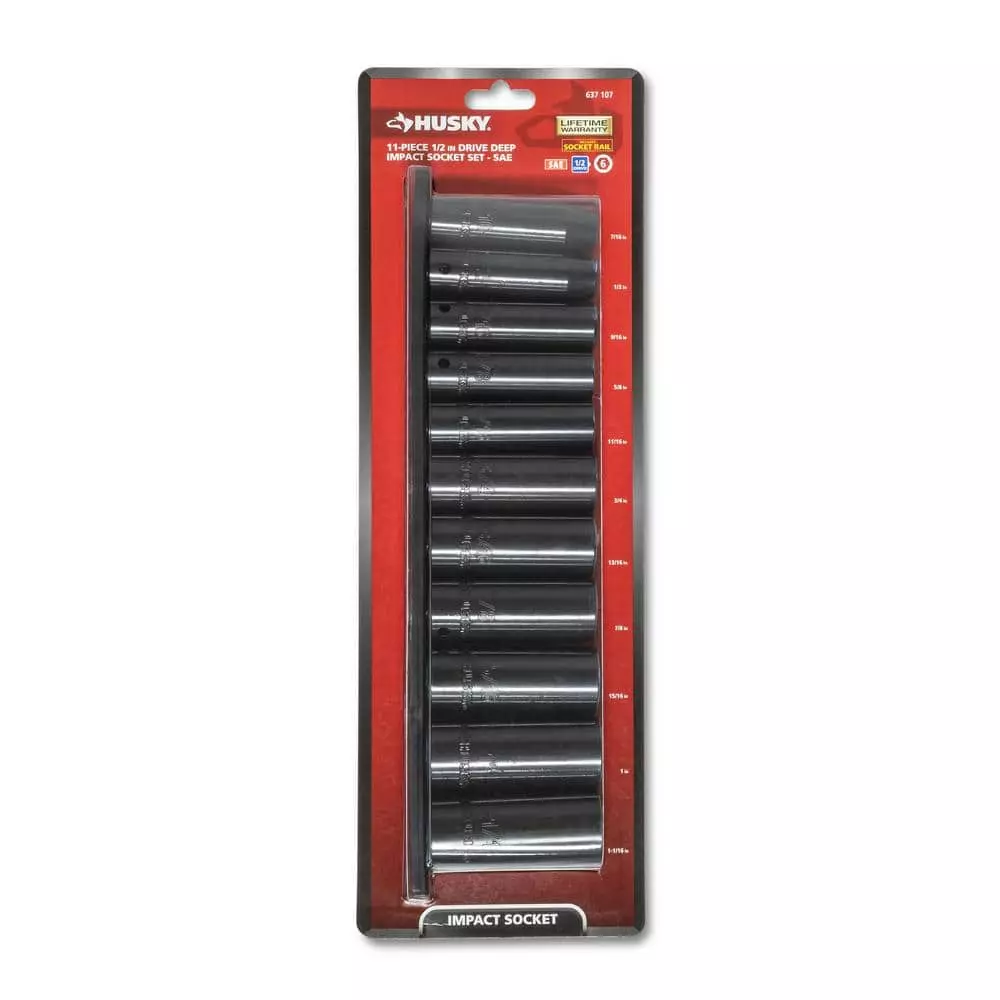 Husky 1/2 in. Drive Deep SAE Impact Socket Set (11-Piece) 11 Husky 1/2 in. Drive Deep SAE Impact Socket Set (11-Piece) - Image 9