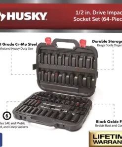 Husky 1/2 in. Drive SAE/Metric Impact Socket Set (64-Piece) -FixPro Store husky impact socket sets h64imps e1 1000