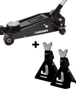 Husky 3-Ton Floor Garage Jack and Jack Stand Pair