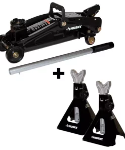 Husky 2 -Ton Hydraulic Trolley Jack and Jack Stand Pair