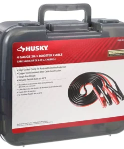 Husky 20 ft. 4-Gauge Booster Cables -FixPro Store husky jumper cables 0160420 ul1 1f 1000