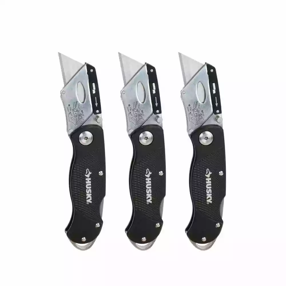 Husky Folding Lock-Back Utility Knife (3-Pack) 3 Husky Folding Lock-Back Utility Knife (3-Pack)