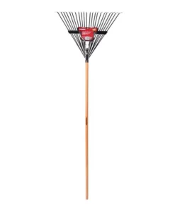 Husky 54 in. L Wood Handle 22 Tines Steel Leaf Rake with Grip