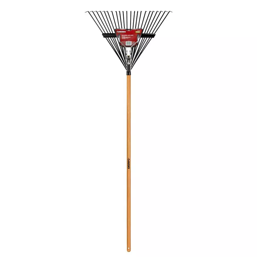 Husky 53 in. Long Wood Handle 22 in. Steel Leaf Rake 3 Husky 53 in. Long Wood Handle 22 in. Steel Leaf Rake