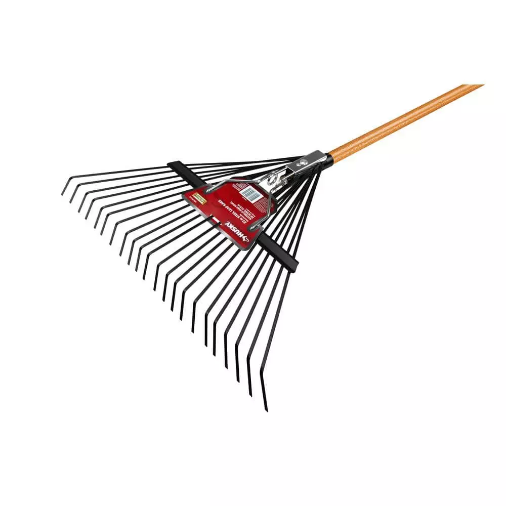 Husky 53 in. Long Wood Handle 22 in. Steel Leaf Rake 4 Husky 53 in. Long Wood Handle 22 in. Steel Leaf Rake - Image 2