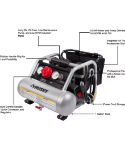 Husky 1 Gal. Portable Electric-Powered Silent Air Compressor -FixPro Store husky portable air compressors 3300113 31 1000