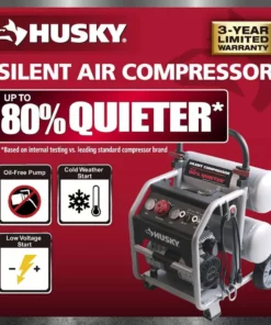 Husky 4.5 Gal. Portable Electric-Powered Silent Air Compressor 15 Husky 4.5 Gal. Portable Electric-Powered Silent Air Compressor -FixPro Store husky portable air compressors 3320445 e1 1000