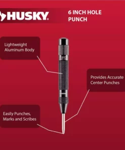 Husky 6 in. Automatic Spring Loaded Center Hole Punch 12 Husky 6 in. Automatic Spring Loaded Center Hole Punch -FixPro Store husky punches nail setters 70079h e1 1000