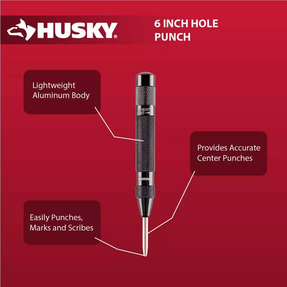 Husky 6 in. Automatic Spring Loaded Center Hole Punch 4 Husky 6 in. Automatic Spring Loaded Center Hole Punch - Image 2