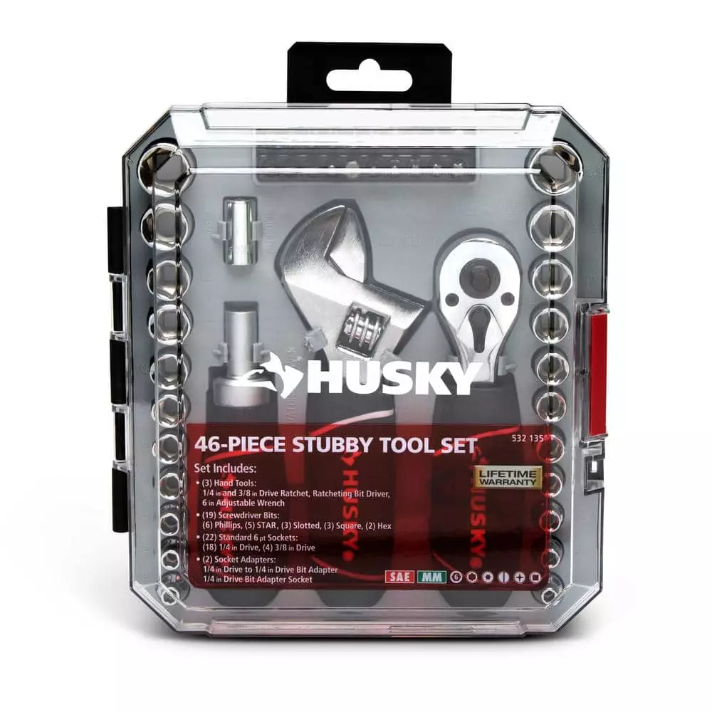 Husky 1/4 in. and 3/8 in. Stubby Ratchet and Socket Set (46-Piece) 5 Husky 1/4 in. and 3/8 in. Stubby Ratchet and Socket Set (46-Piece) - Image 3