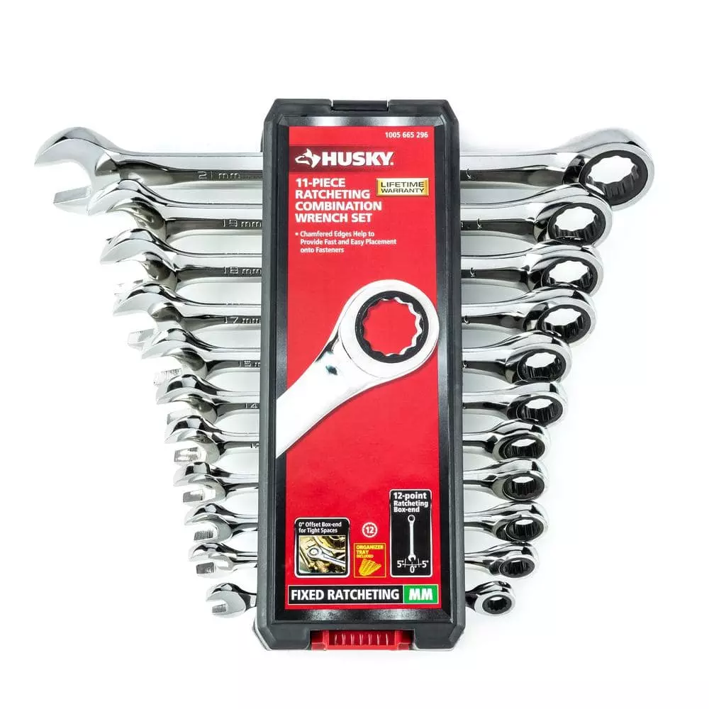 Husky Ratcheting Metric Combination Wrench Set (11-Piece) 5 Husky Ratcheting Metric Combination Wrench Set (11-Piece) - Image 3
