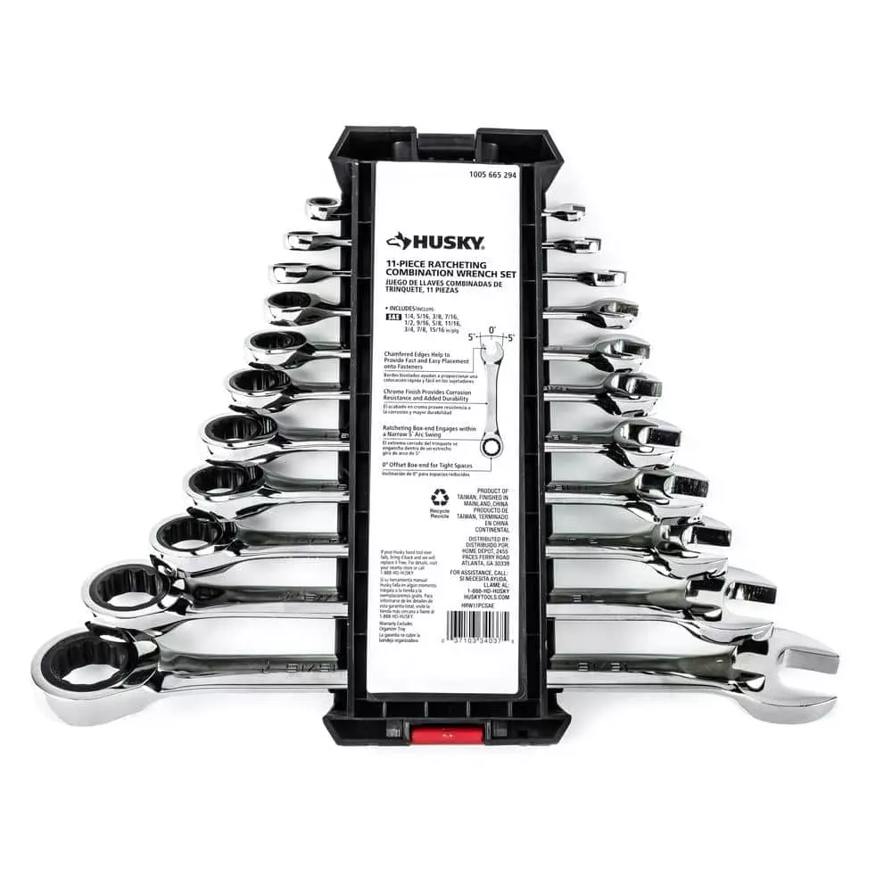 Husky Ratcheting SAE Combination Wrench Set (11-Piece) 8 Husky Ratcheting SAE Combination Wrench Set (11-Piece) - Image 6