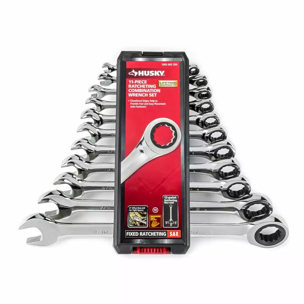 Husky Ratcheting SAE Combination Wrench Set (11-Piece) 7 Husky Ratcheting SAE Combination Wrench Set (11-Piece) - Image 5