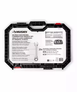 Husky 72-Tooth Ratcheting SAE/MM Combination Wrench Set (20-Piece) 22 Husky 72-Tooth Ratcheting SAE/MM Combination Wrench Set (20-Piece) -FixPro Store husky ratcheting wrenches hrw20pcsmn 06 44 1000