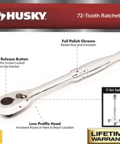 Husky 3/8 in. Full Polish 72 Tooth Ratchet -FixPro Store husky ratchets h38fprat e1 1000