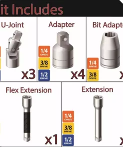 Husky 1/4 in., 3/8 in., 1/2 in. Drive Accessory Set (19-Piece) -FixPro Store husky socket extension sets haccy19pcrm e1 1000