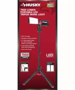 Husky 7000 Lumens Portable Corded LED Work Light with Tripod -FixPro Store husky standing work lights 7901304012 1f 1000