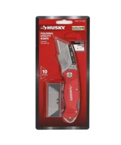 Husky Folding Lock-Back Utility Knife, Red with 10-Blades -FixPro Store husky utility knives 99979 44 1000