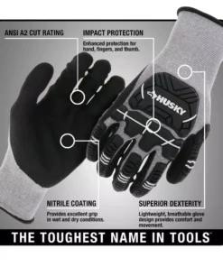 Husky Large ANSI 2 Cut Level Nitrile Coated Impact Work Glove -FixPro Store husky work gloves hk37130 lcc6 c3 1000
