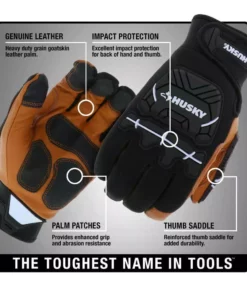 Husky Large Grain Goatskin Leather Performance Impact Work Glove with Spandex Back -FixPro Store husky work gloves hk84015 lcc6 c3 1000