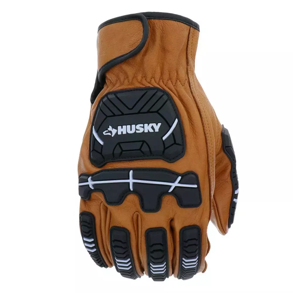 Husky Large Premium Grain Cowhide Leather Heavy Duty Impact Work Glove 5 Husky Large Premium Grain Cowhide Leather Heavy Duty Impact Work Glove - Image 3