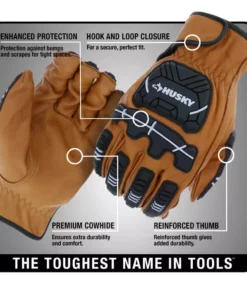 Husky Large Premium Grain Cowhide Leather Heavy Duty Impact Work Glove 11 Husky Large Premium Grain Cowhide Leather Heavy Duty Impact Work Glove -FixPro Store husky work gloves hk84016 lcc6 c3 1000