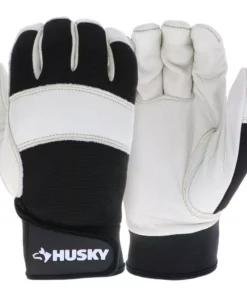 Husky Large Grain Cowhide Water Resistant Leather Performance Work Glove with Spandex Back
