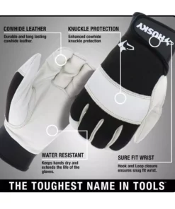 Husky Large Grain Cowhide Water Resistant Leather Performance Work Glove with Spandex Back -FixPro Store husky work gloves hk86025 lcc6 c3 1000