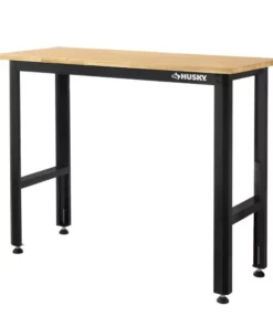 Husky 4 ft. Solid Wood Top Workbench in Black