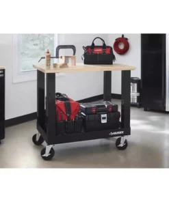 Husky 3 ft. Portable Solid Wood Top Workbench with Casters in Black -FixPro Store husky workbenches g3600s us e1 1000