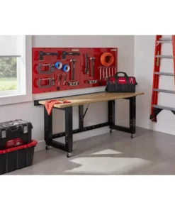 Husky 6 ft. Folding Adjustable Height Solid Wood Top Workbench in Black -FixPro Store husky workbenches g7200fw us e1 1000