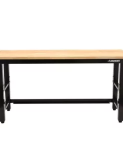 Husky 6 ft. Adjustable Height Solid Wood Top Workbench in Black for Ready to Assemble Steel Garage Storage System -FixPro Store husky workbenches g7200s us 1d 1000
