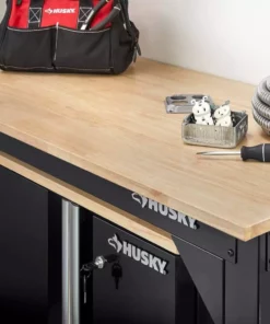 Husky 6 ft. Solid Wood Top Workbench in Black -FixPro Store husky workbenches g7200s1 us 40 1000