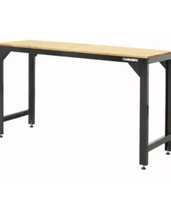 Husky 6 ft. Solid Wood Top Workbench in Black